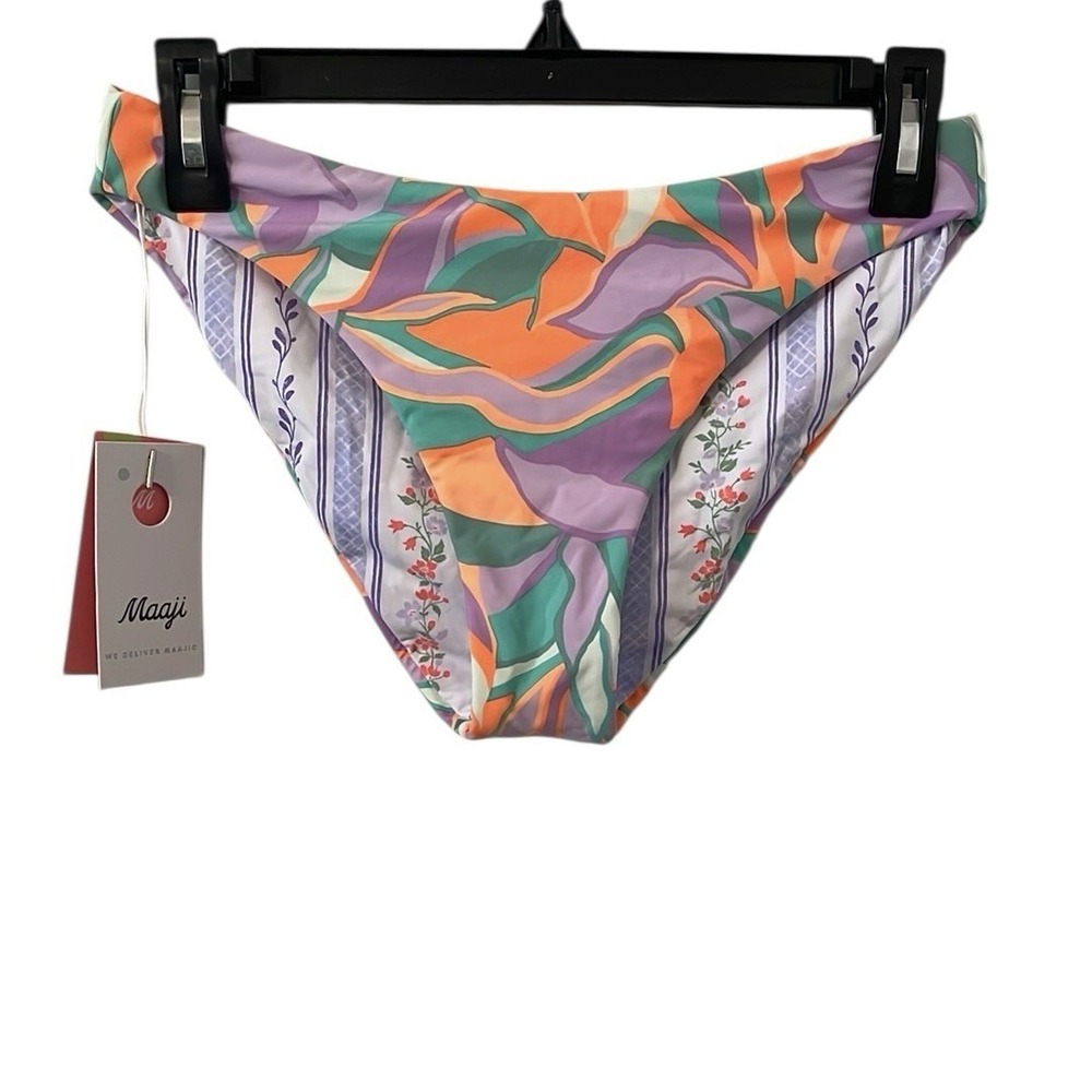 MAAJI | Women's‎ Multicolor Purple/Orange Leaf Swimsuit Bottoms Size M